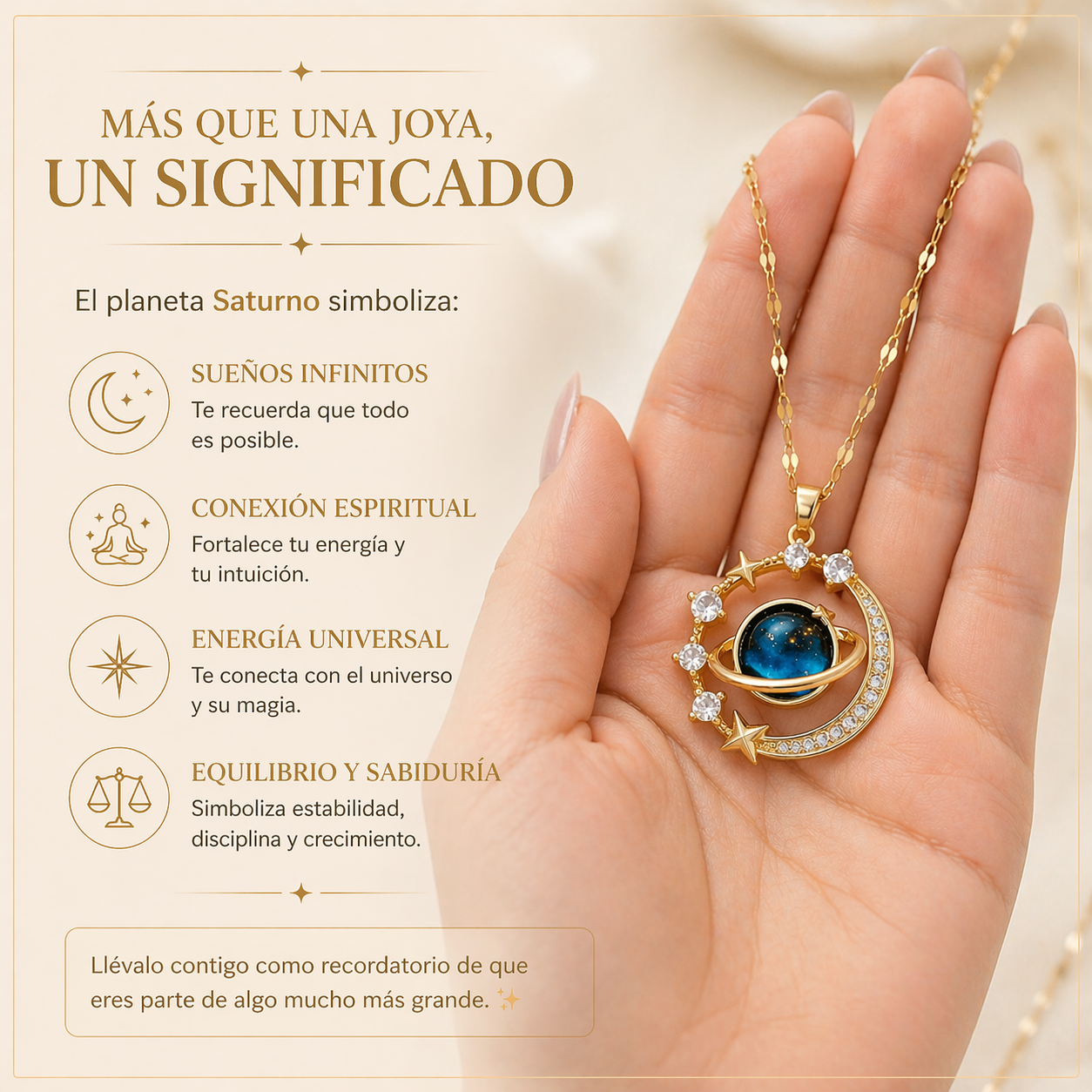 Collar Saturno: Lleva el Universo contigo