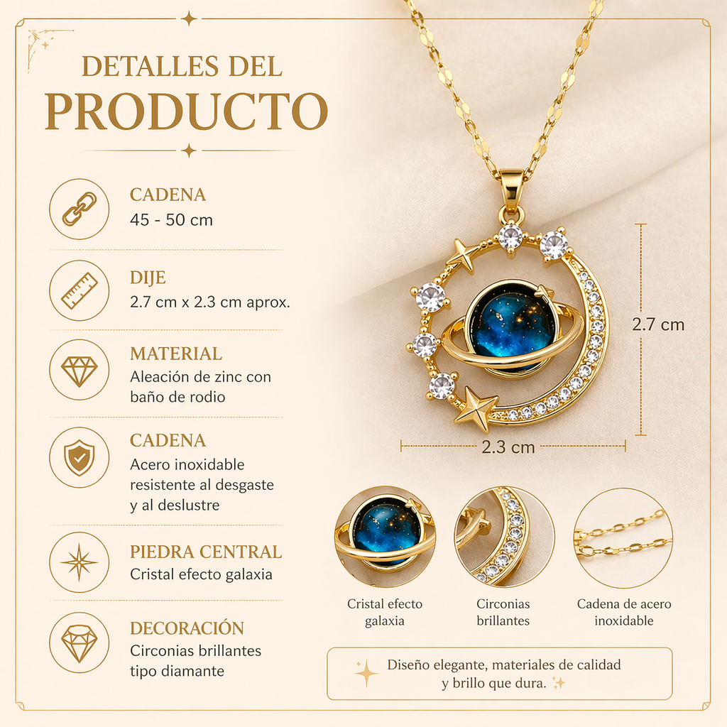 Collar Saturno: Lleva el Universo contigo