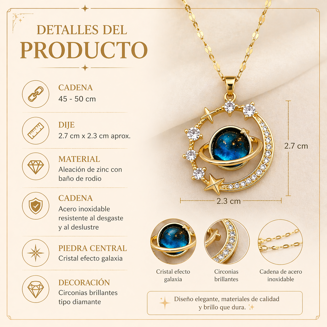 Collar Saturno: Lleva el Universo contigo